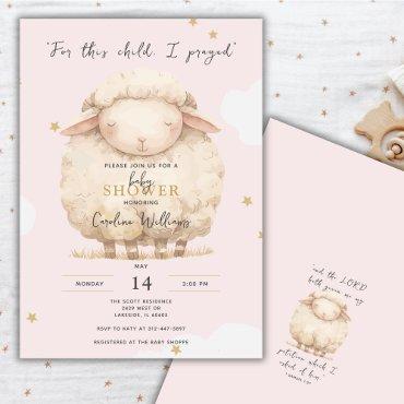 For This Child I Prayed Scripture Pink Lamb Girl