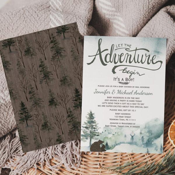 Forest Adventure Boy Bear Deer Baby Shower By Mail