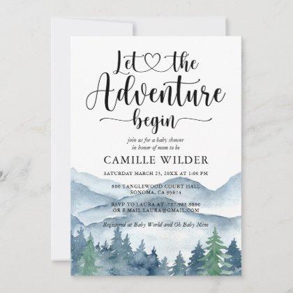 Forest Adventure Mountains Baby Shower Invitation
