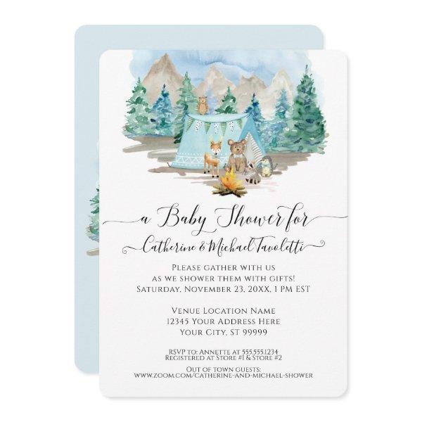 Forest Animals Deer Bear Watercolor Baby Shower In