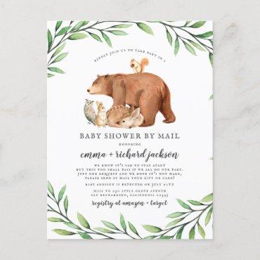 Forest Animals Gender Neutral Baby Shower By Mail Invitation Postcard