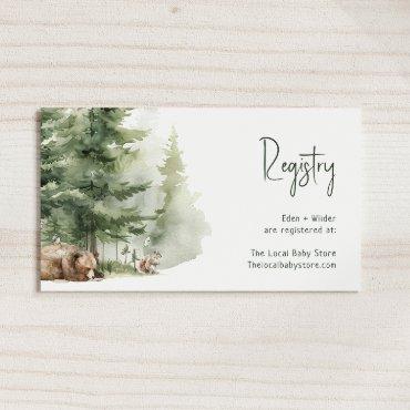 Forest Woodland Animals Baby Registry Enclosure Card