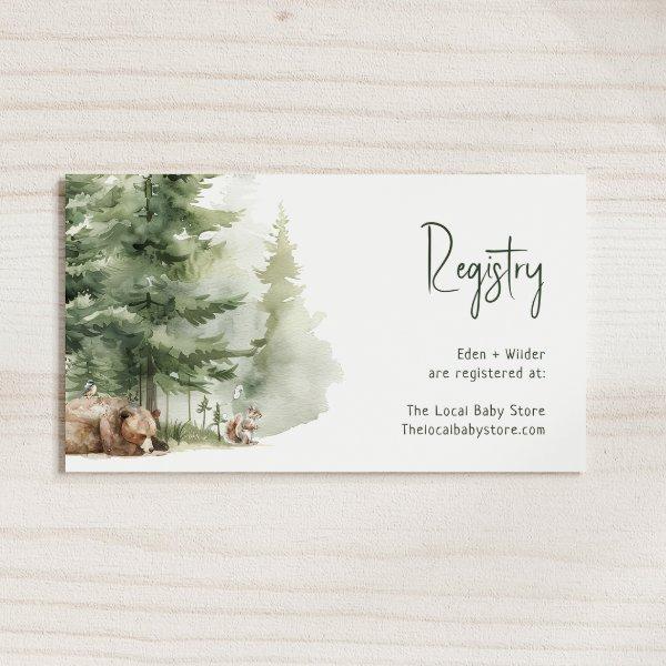 Forest Woodland Animals Baby Registry Enclosure Card
