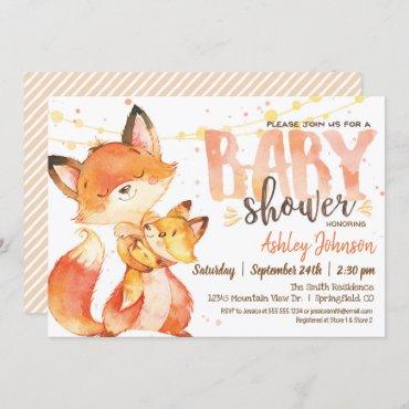Fox Baby Shower invitation Gender Neutral Woodland