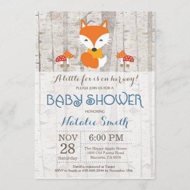 Fox Boy Baby Shower Invitation Rustic Woodland