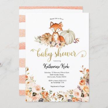 Fox Girl Fall Baby Shower Invitation
