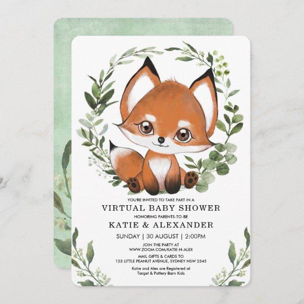 Fox Virtual Baby Shower By Mail Woodland Greenery