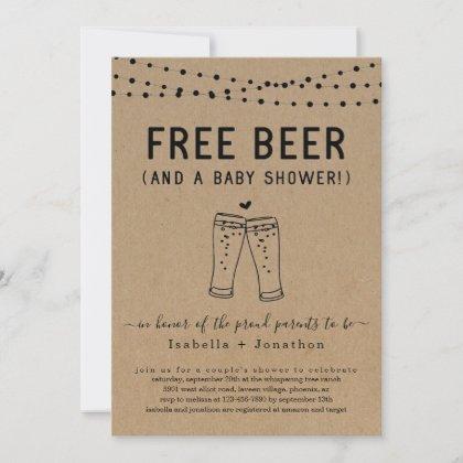 Free Beer and a Baby Shower Couples Gender Neutral Invitation