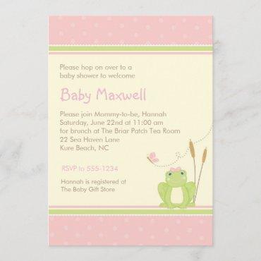 Frog Baby Girl Shower  - Pink and Green