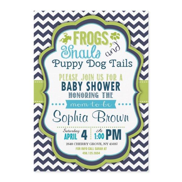 Frogs, Snails & Puppy Dog Tails Baby Shower Invite