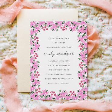 Fuchsia Pink Watercolor Floral Garden