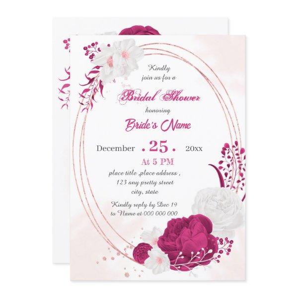 fuchsia & white floral geometric bridal shower