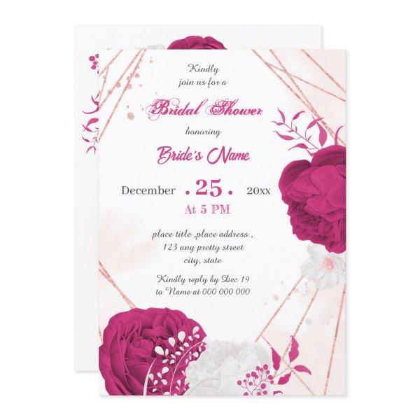 fuchsia & white floral geometric bridal shower