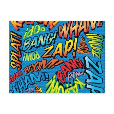 Fun Retro Comic Book Pop Art Sounds Postcard
