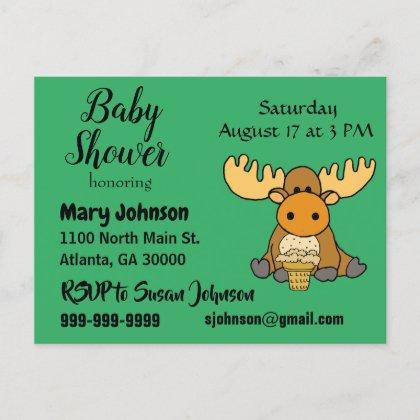 Funny Baby Moose Baby Shower Invitation Postcard