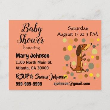 Funny Dachshund Dog Baby Shower Invitation Postcard