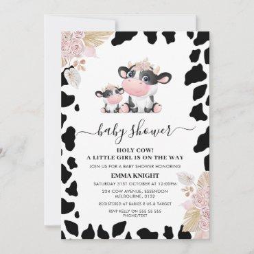 Funny Pink Floral Holy Cow Cow Print