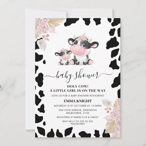 Funny Pink Floral Holy Cow Cow Print