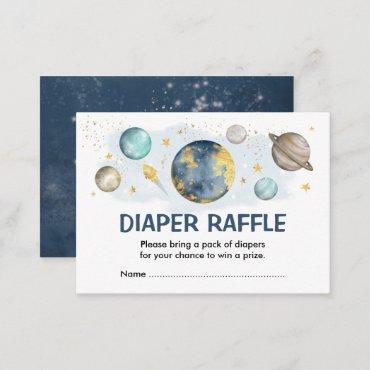 Galaxy Outer Space Planets Moon Star Diaper Raffle Enclosure Card