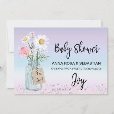 *~* Gender Mason Jar Floral Rustic Baby Shower