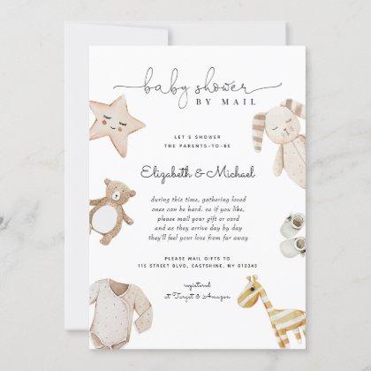 Gender Neutral Boho Watercolor Baby Shower By Mail Invitation