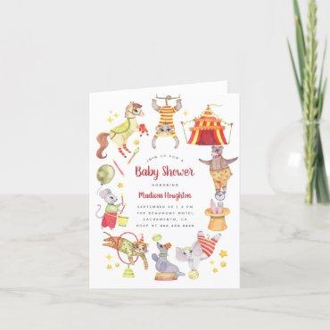 Gender Neutral Carnival Circus Animal Baby Shower Invitation