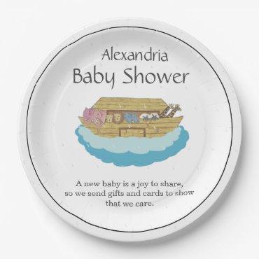Gender Neutral Cute Baby Shower Ark Paper Plates