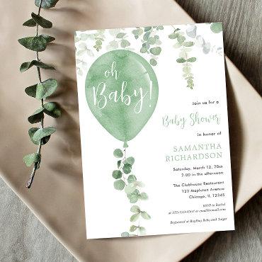 Gender neutral green balloon greenery Oh Baby