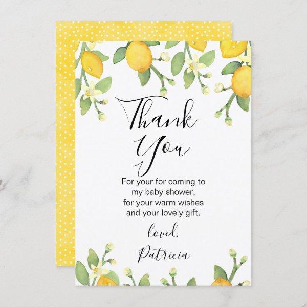 Gender Neutral Lemon Baby Shower Thank You Card