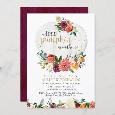 Gender neutral little pumpkin fall baby shower invitation