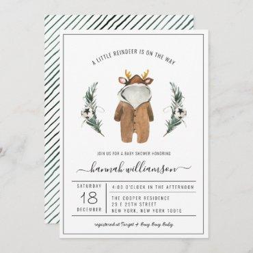 Gender Neutral | Reindeer Christmas Baby Shower Invitation