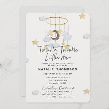 Gender Neutral Twinkle Little Star Baby Shower Invitation
