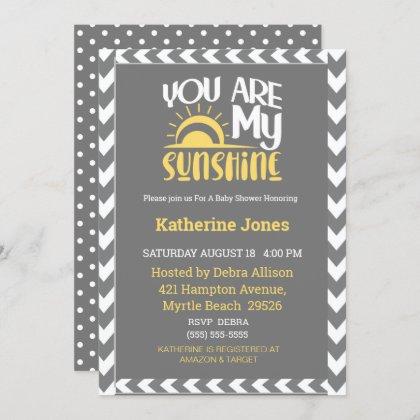 Gender Neutral  You Are My Sunshine Baby Shower