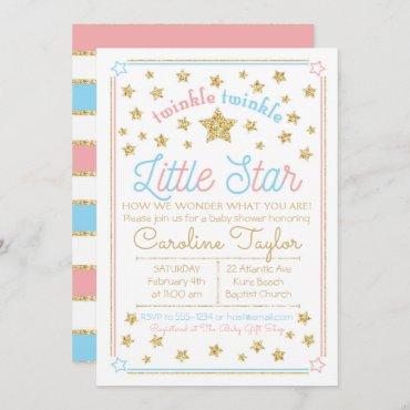 Gender Reveal Baby Shower Twinkle Little Star Invitation