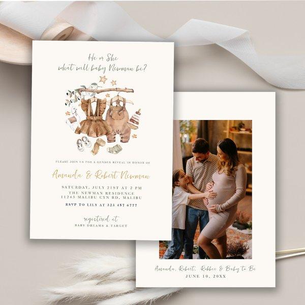 Gender Reveal Boho Clothesline Baby Shower Ivory