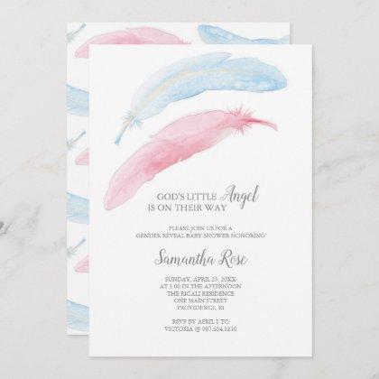 Gender Reveal Feather Invitation