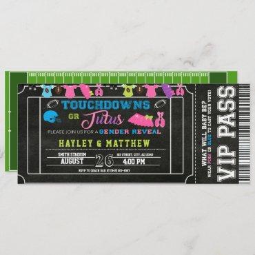 Gender Reveal Football Ticket Touchdown or Tutus