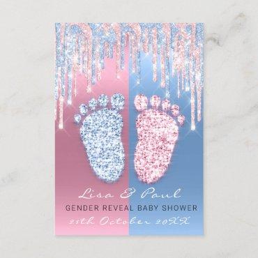 Gender Reveal Glitter VIP Pink Blue Baby Boy Girl Invitation