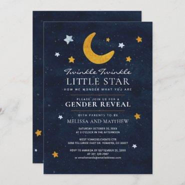 Gender Reveal Invitation Twinkle Little Moon Star