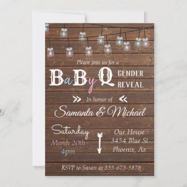 Gender Reveal Party BBQ Rustic Wood
