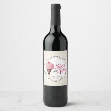 Gender Reveal Sparkling Wine Label - Pink Ice Crea