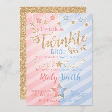 Gender Reveal Twinkle Little Star Baby Shower Invitation