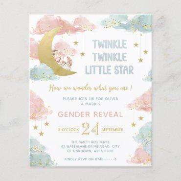 Gender reveal twinkle little star invitation