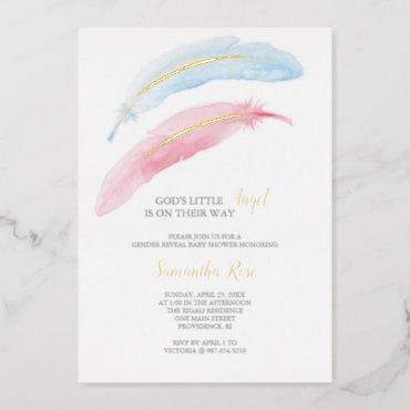 Gender Reveal Watercolor Baby Shower Foil Invitation
