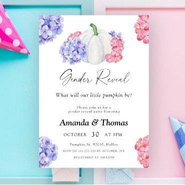Gender Reveal White Pumpkin and Flowers