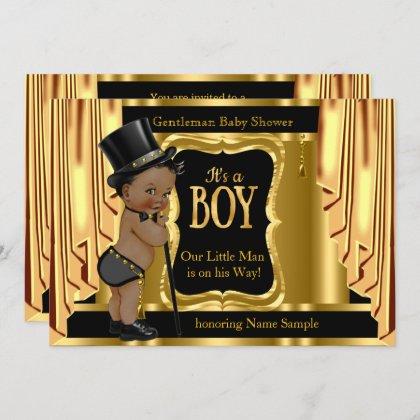 Gentleman Baby Shower Black Gold Drapes Ethnic