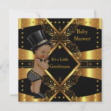 Gentleman Baby Shower Gold Boy Tophat Ethnic