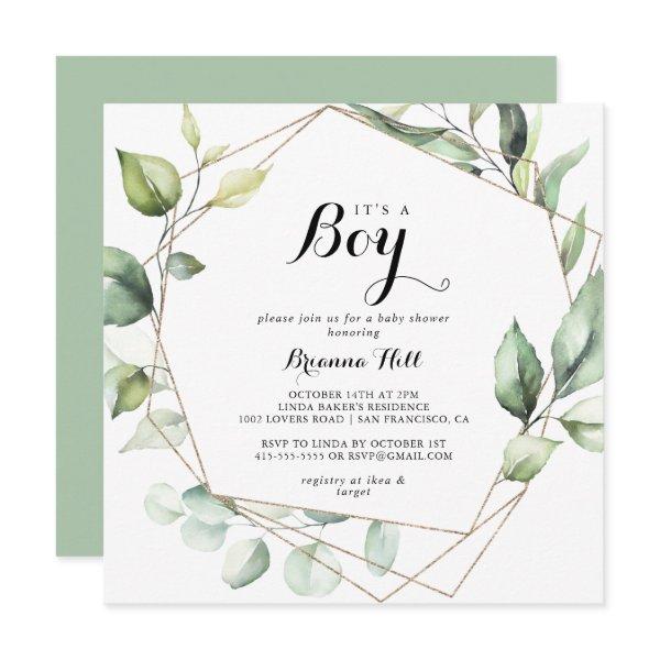 Geometric Elegant Gold It's A Boy