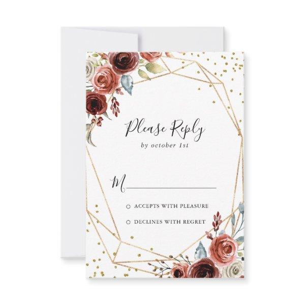 Geometric Gold Glitter Spring Floral RSVP