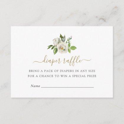 Gilded Blooms Baby Shower Diaper Raffle Card